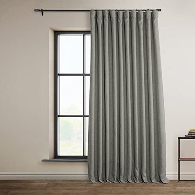 HPD Half Price Drapes Faux Linen Room Darkening Curtains - 120 Inches Long Extra Wide Luxury Linen Curtains for Bedroom & Living Room (1 Panel), 100W X 120L, Blazer Grey