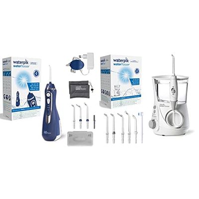 Waterpik Idropulsore Portatile Cordless Advanced, 3 Impostazioni Di Pressione & Idropulsore Dentale Professional Con 7 Testine E Sistema Avanzato Di Controllo Della Pressione Con 10 Impostazioni