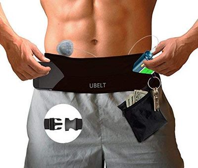UBELT Pompe à insuline Ceinture Pouch Sac Banane Ceinture de Course Bande de Voyage iPhone 8 x 7 Plus Support pour téléphone Portable pour Sports Fitness Jogging Marche Homme Femme, Black/27-45