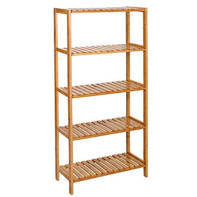 Songmics Badkamerrek met 5 planken, keukenrek, schoenenrek, bloemenrek, boekenplank, bamboerek, 133,5 x 29 x 9 cm, BCB35Y