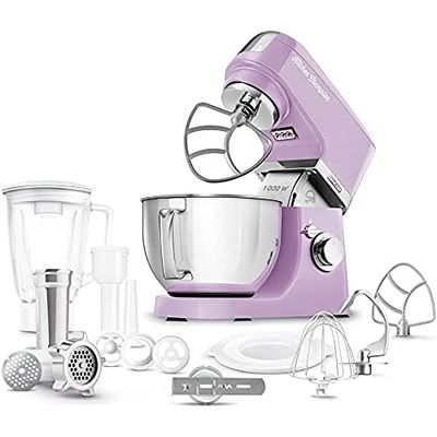 Sencor STM 635, Robot da Cucina, impastatrice planetaria, 1000W, 7 velocità, frullatore da 1,5 Litri, Ciotola in Acciaio Inox da 4,5 Litri con paraschizzi Cucina, 6 Anni di Garanzia Motore (VIOLA)