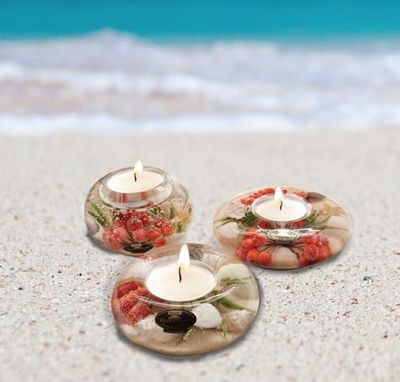 Pack of 6 Dreamlight, Tealight Candle Holder, UFO Smart, Shell Motif, Glass, Beige, PU 6, Height: 5 cm, Diameter: 9 cm