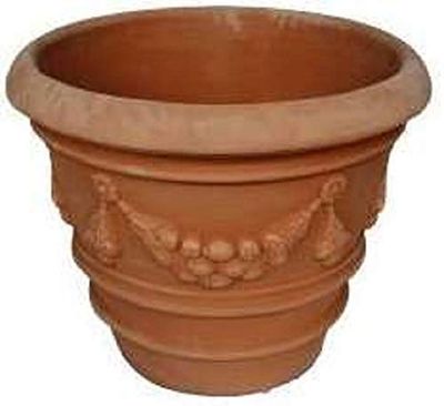 VASO “IMPRUNETINO FESTONATO” IN TERRACOTTA PER PIANTE E FIORI; DIAMETRO CM. 50, ALTEZZA CM. 40 – FATTO A MANO CON ARGILLA GALESTRO - MADE IN ITALY.