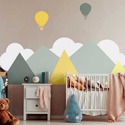 Muursticker kinderen - decoratie babykamer - muursticker kinderen - muursticker Scandinavisch - reuzenwandsticker - Scandinavische bergen Nuuk - H120 x L160 cm