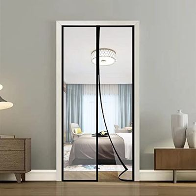 Cortina aislante transparente para puerta, cubierta magnética térmica para puerta, pantalla de puerta de cierre automático, pantalla de puerta de privacidad manos libres para patio, cocina,