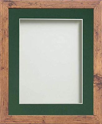 Frame Company Allington Rustic Photo Frame with Bottle Green Mount, 6x4 for 5x3 inch, fitted with perspex