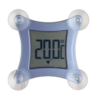 TFA Dostmann Thermomètre de fenêtre numérique Poco, 30.1026, avec ventouses, température extérieure, résistant aux intempéries, avec tendance de température, bleu métallique