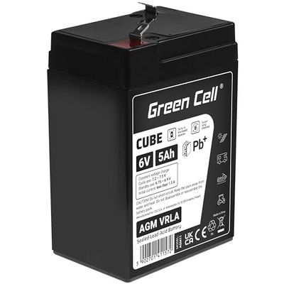Green Cell Batería AGM VRLA 6V 5Ah - Batería sellada sin Mantenimiento para Sistemas de Alarma, UPS y Dispositivos electrónicos - Alta Durabilidad y Rendimiento confiable