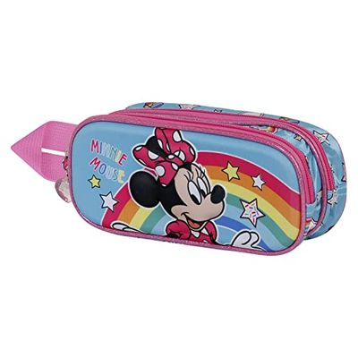 Minnie Mouse Colors-3D Dubbele Etui, Blauw, Blauw, Eén maat, 3D dubbele etui kleuren