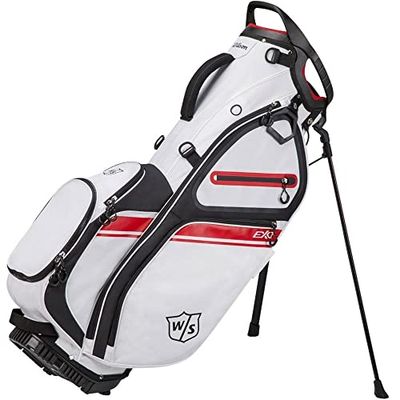 Wilson Borsa da golf , Borsa da trasporto EXO II, Bianco/Nero/Rosso, Supporto integrato
