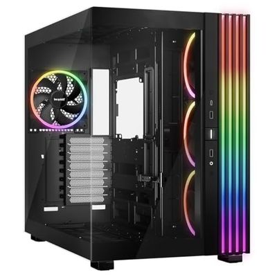 be quiet! Light Base 900 FX Black PC-behuizing, adembenemend panoramisch uitzicht, showcase, dual chamber design, massieve ARGB ledstrips, 4 Light Wings PWM-ventilatoren, omgekeerd en horizontaal te