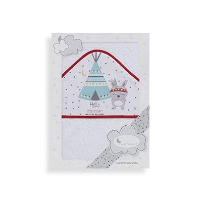 Interbaby 01202-19 Baby badhanddoek met capuchon TIPI OSO, wit rood, rood