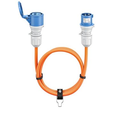 goobay Cable alargador CEE para Caravana, 25m, Enchufe CEE a Toma CEE, Toma CEE con Tapa de Cierre, IP44, Cable de Camping, autocarava y Caravana, 76230