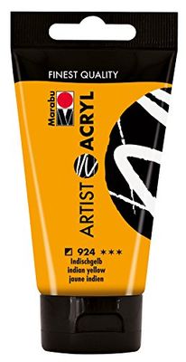 Marabu 12200002924 – Artist Acryl Jaune Indien 75 ML, Peinture Acrylique Fine de qualité Artistique, à Base d'eau, consistance pâteuse, hautement pigmentée, très Bonne Brillance et opacité
