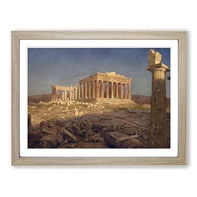 Frederic Edwin Church Parthenon Classic Painting Framed Wall Art Print, Ready to Hang Picture for Living Room Bedroom Home Office Décor, Oak A4 (34 x 25 cm)