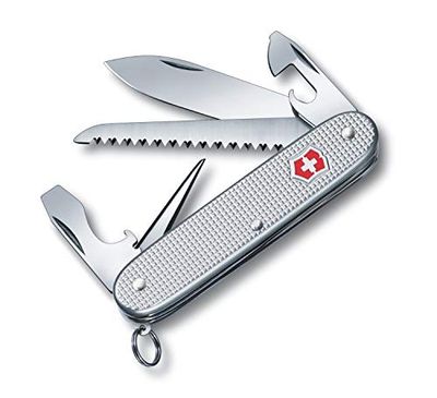 Victorinox Taschenmesser Farmer Alox (9 Funktionen, Klinge, Dosenöffner, Holzsäge, Drahtabisolierer) silber