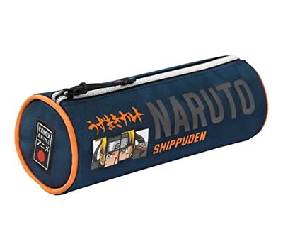 COMIX - Línea COMIX Anime, estuche escolar Naruto Shippuden, estuche cilíndrico, ideal para guardar la papelería, con divisor interior con trabillas elásticas y cierre de cremallera, 22 x 8 x 8 cm