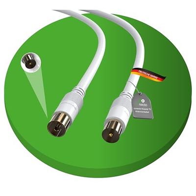 conecto Antennkabel SAT koaxialkabel 1,00 m dubbelskärmad TV-satellitkabel, IEC-kontakt på IEC-honkontakt, för HDTV, mottagare, satellit, DAB, radio, vit