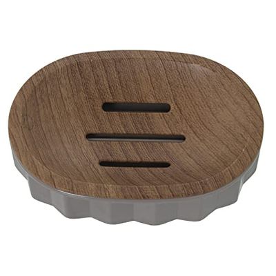 DRW Portasapone da bagno acrilico in beige 3x12.5x9 cm