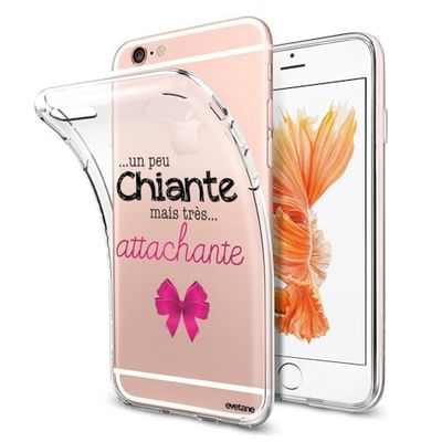 Evetane - Siliconen hoesje compatibel met iPhone 6/6S - Zachte, ultrasterke bescherming - Slank en transparant - Achterkant hoesje - Een beetje saai en zeer opvallend