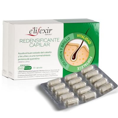 Elifexir Esenciall - Redensificante Capilar | Ayuda al Buen Estado del Cabello y las Uñas | Fortalecedor Capilar | Con Cobre: Favorece la Pigmentación Natural del Cabello - 60 Cápsulas