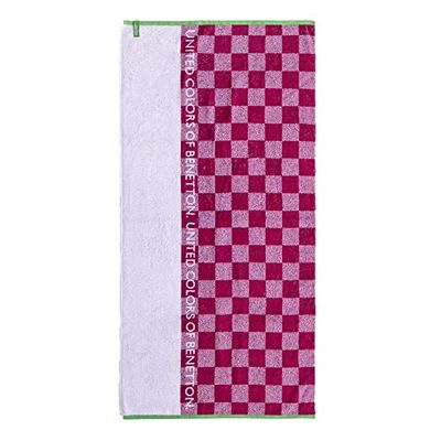 UNITED COLORS OF BENETTON Kids | Telo Mare per Bambini | 70x140cm | 100% Cotone Soffice | Asciugatura Rapida | Telo in Microfibra | Unisex | Adatto per Lavatrice | Rosa a Quadri