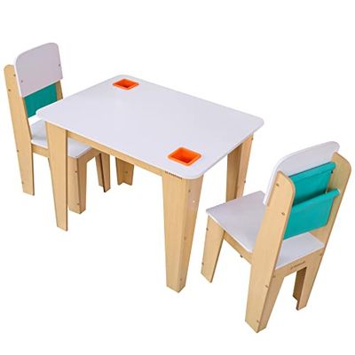 KidKraft Pocket Storage Juego Infantil de Mesa y 2 sillas de Madera con Compartimentos de Almacenamiento, Muebles para Salas de Juego y Dormitorio de niños (20353)