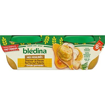 Blédina - Mes Moulinés - Repas Bébé dès 8 Mois - 12 Plats Panais Butternut Polenta - Inspirés du Fait Maison - Dès 8 Mois - 2 Assiettes de 200g