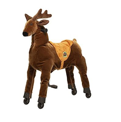 animal riding- Tiere ARR008L RUDI-Caballo de equitación (tamaño XL, para niños de 8 a 12 años, Altura del sillín de 80 cm, con Ruedas), Color marrón