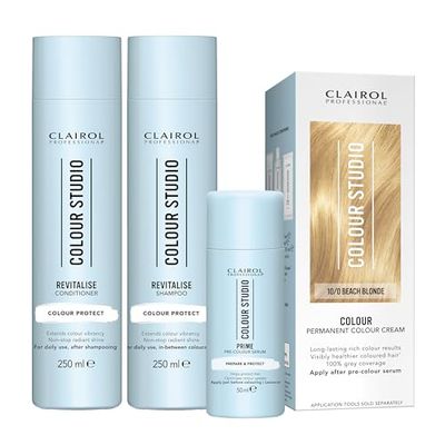 Clairol Colour Studio Permanent Colour Cream Hair Dye Long-lasting Rich Tones 100% Grey Coverage Hair Colouring Kit 3-step Hair Colour Routine 8/1 Cool Chai