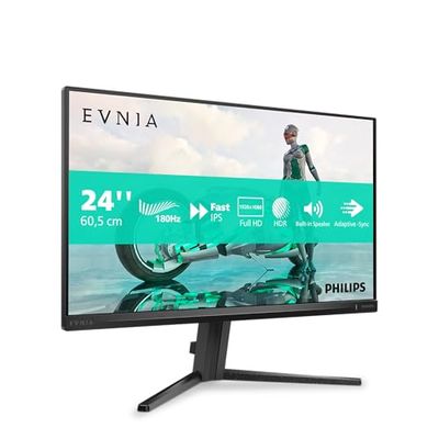 Philips Evnia 24M2N3200S - Monitor Gaming FHD de 24 Pulgadas, 180 Hz, 0,5 ms, FreeSync Prem., Comp. G-Sync. (1920x1080, HDMI 2.0, DisplayPort 1.4) Negro-Gris