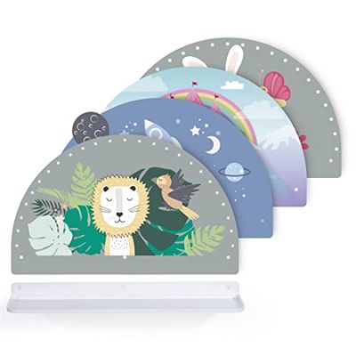 Hama Étagère pour boîte de Jeu Audio et 50 Figurines de Jeu Audio (étagère en métal avec 4 Autocollants muraux, Rangement magnétique, Convient Entre Autres pour Toniebox, Figurines Tonie, étagère