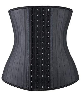 YIANNA Taillentrainer für Frauen Latex Unterbrust Taille Korsett Cincher Sanduhr Body Shaper 4 Haken, Black 25 Steed Bones, M
