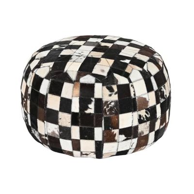 AlexandreHouse Coussin de Sol en Cuir Marron foncé 48 x 48 x 35 cm