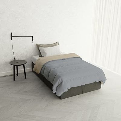 Donsjas voor winter, tweekleurig, platina/crème, Frans bed