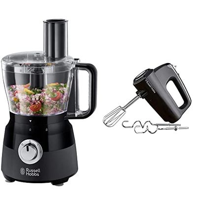 Russell Hobbs Desire Food Processor & Hand Mixer - 1.5L Bowl, 600W & 350W, Matte Black