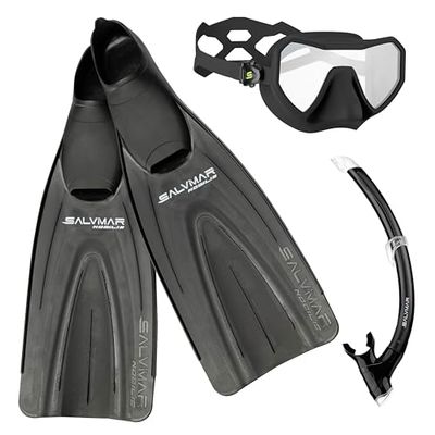 SALVIMAR, Tris de Snorkel Neo Adulto Silicona + Snorkel Time Splash + Aletas Nobilis Black, 38/39