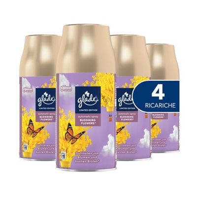 Glade Automatic Spray Ricarica, Profumatore per Ambienti, Fragranza Blooming Flowers, Formato Scorta da 4 Ricariche da 269 ml