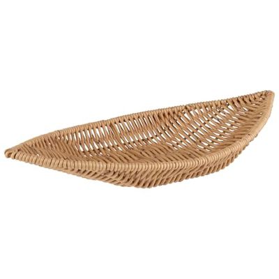 APS 40344 Corbeille en forme de bateau « COVE », panier tressé beige en polypropylène, récipient en osier avec fil en acier inoxydable, panier à viennoiseries, panier alimentaire, dimensions 30 x 15