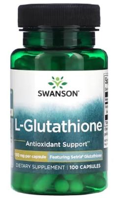 Swanson - L-GLUTATHIONE 100 mg | L-Glutatión | Apoyo antioxidante y protección celular - 100 cápsulas