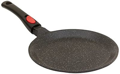 Kamberg Frigideira para crepes 24 cm, cabo removível, alumínio fundido, revestimento de pedra antiaderente, todos os incêndios, incluindo indução, sem PFOA