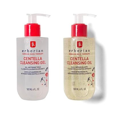 Erborian -Duo double nettoyage, gel nettoyant et huile démaquillante à la centella Asiatica 180 ml, Soin Coréen pour visage