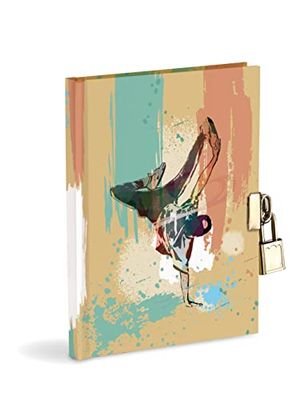Mareli Secret Diario cm 14,5 x 18,5 Break Dance z metalową blokadą i 2 klawiszami, Niebieski i Beżowy