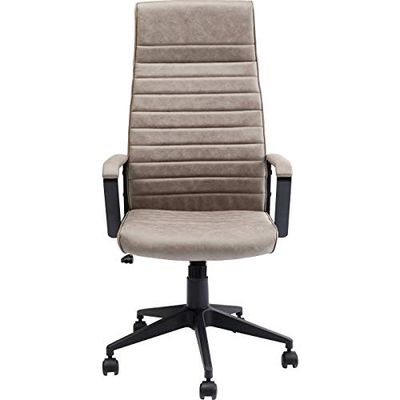 Kare Labora Bureau pivotante Design Moderne avec accoudoirs et Ressort à gaz-Réglable en Hauteur-avec Dossier-Chaise de Jeu-Beige (H x l x P) -128 x 58 x 56 cm, Simili Cuir, Gris, Rückenlehne Hoch