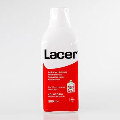LACER - Colutorio Pack da 2 x 500 ml, risciacquo orale, uso quotidiano, senza alcool, bocca sana e protetta, previene la carie e la placca dentale, pulisce in profondità