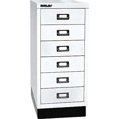 BISLEY MultiDrawer, série 29 avec Socle, Format A4, 6 tiroirs, Métal, 696 Blanc de Circulation, 38 x 27,9 x 67 cm
