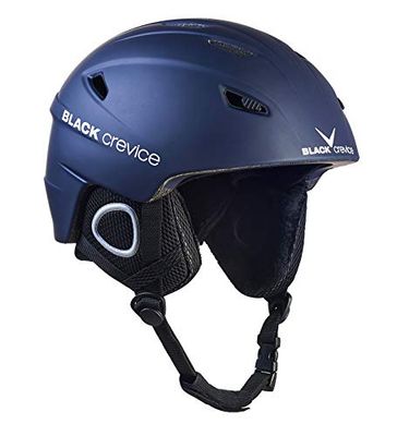 BLACK CREVICE Casque de ski Kitzbühel I Casque de ski au design sportif en différentes couleurs I Casque de ski hommes & femmes I Casque en polycarbonate I Casque de ski respirant I Taille réglable (M, marine/blanc)