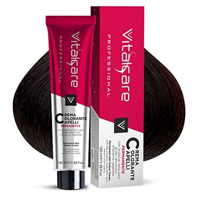 Vitalcare | Professional professionell permanent färg, hårfärgningskräm, hårfärgning med silkeprotein, nr 7/4, kopparblond, flerpack 3 st x 100 ml