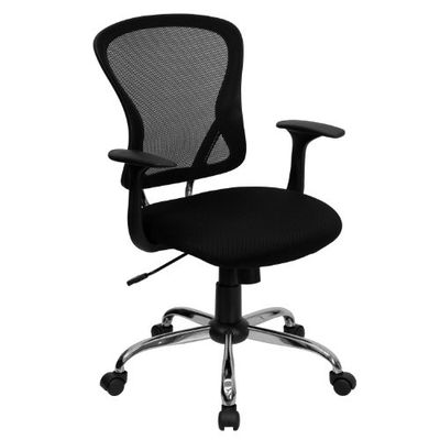 Flash Furniture Bureaustoel, middelhoog, zwart, net, 25,25" B x 27" D x 42,25" H