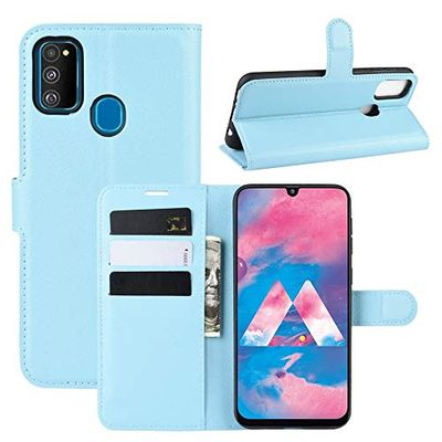 Carcasa de telefono for Galaxy M30s Wallet Stand Funda de Cuero for teléfono Celular con Billetera y Soporte y Ranuras for Tarjetas (Negro) (Color : Azul)